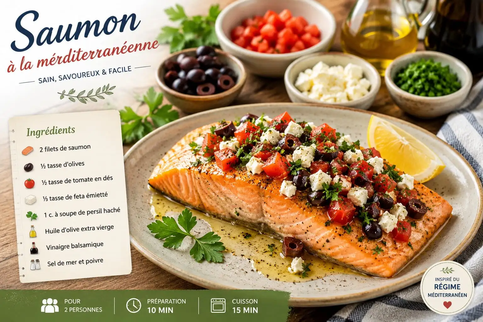 Saumon à la méditerranéenne : recette saine et facile