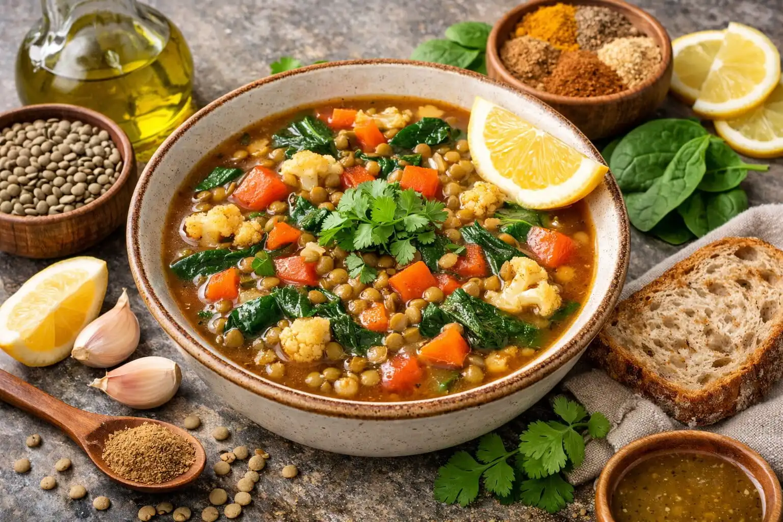 Soupe aux lentilles méditerranéenne saine et facile