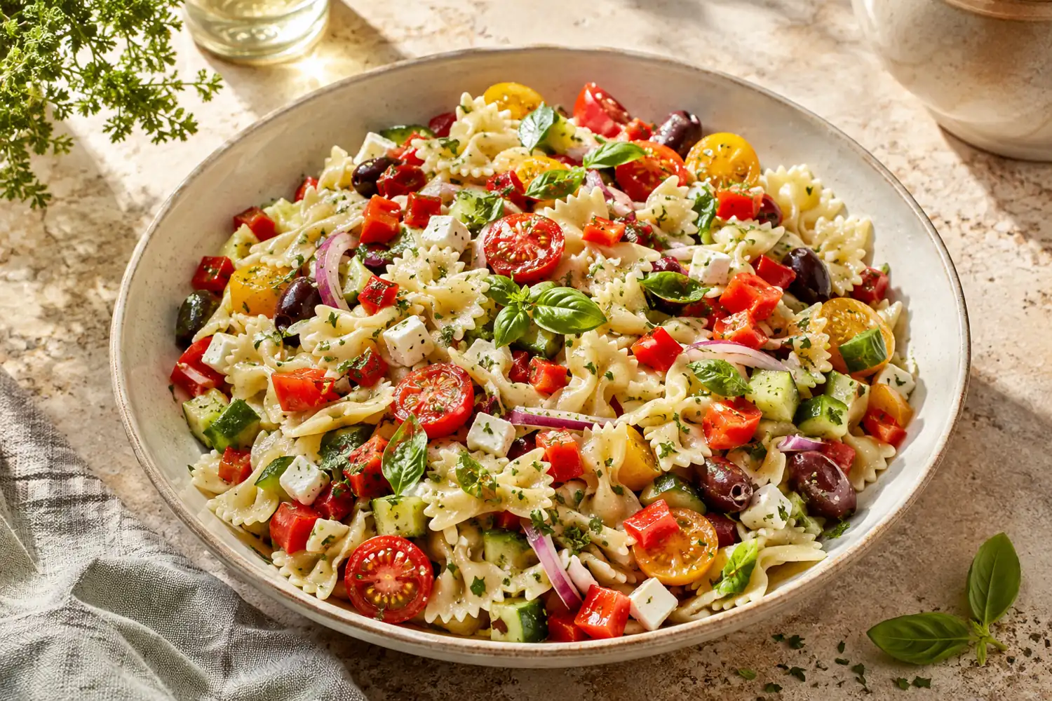 Salade de pâtes méditerranéenne : recette facile