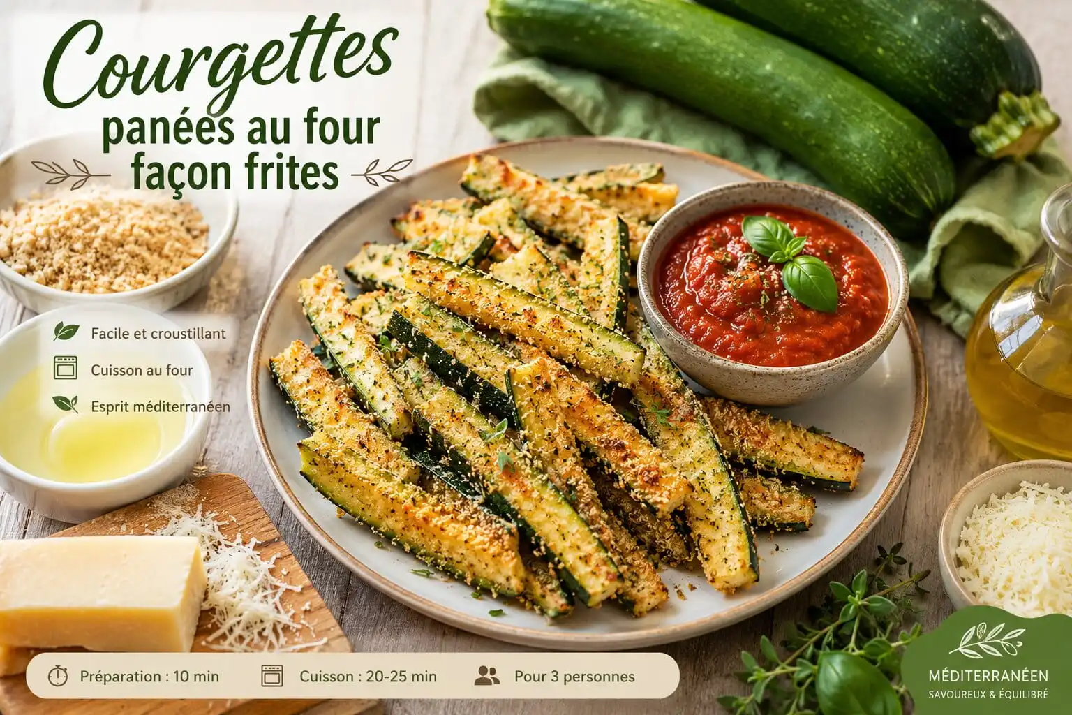 Frites de courgettes au four croustillantes