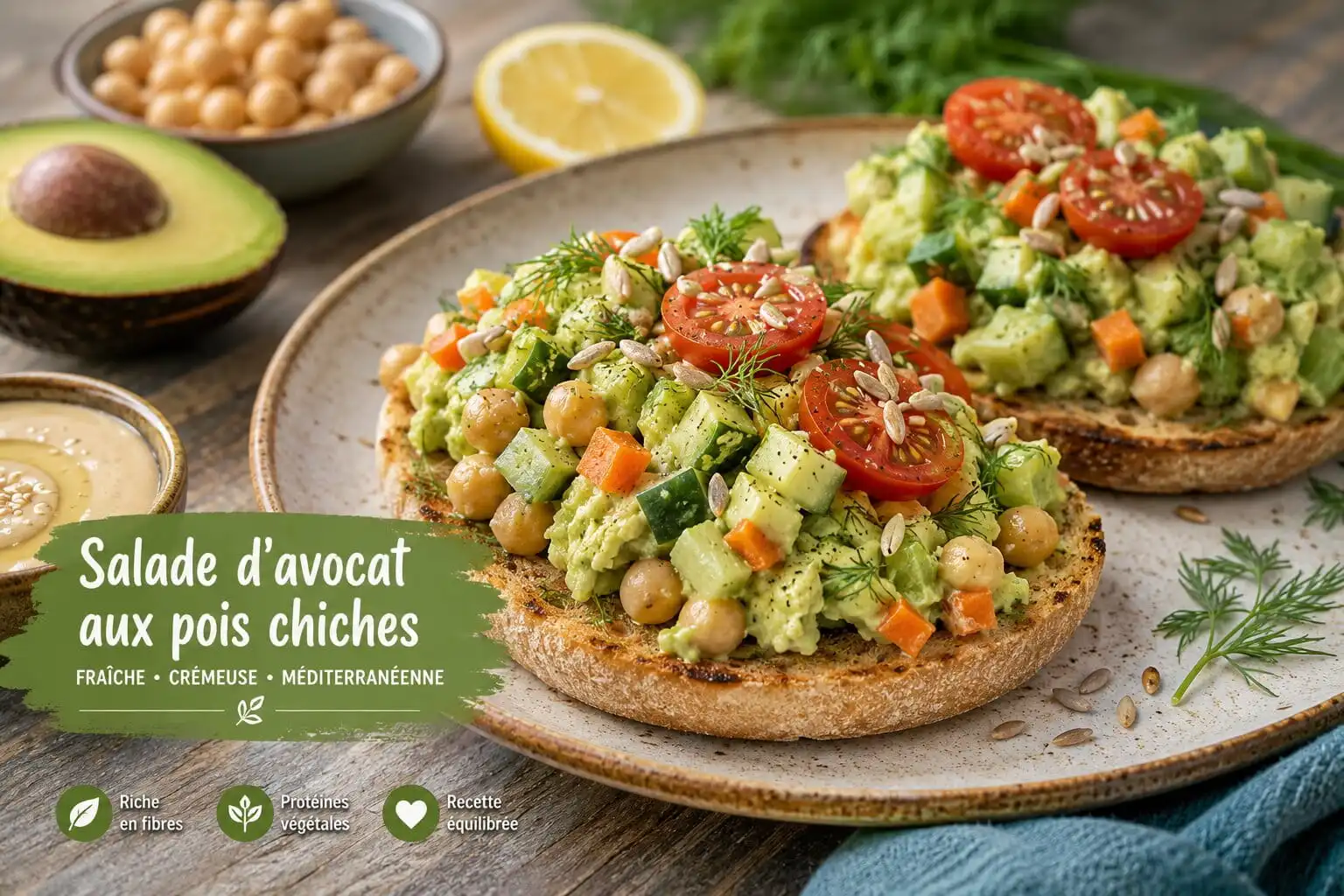 Salade d’avocat aux pois chiches méditerranéenne