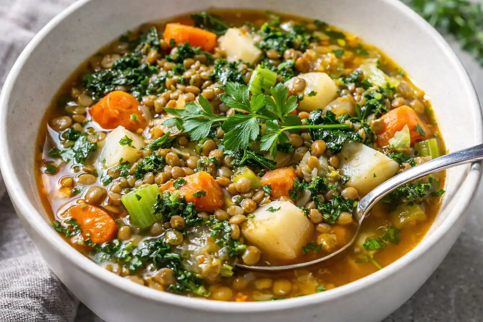 Soupe méditerranéenne aux lentilles