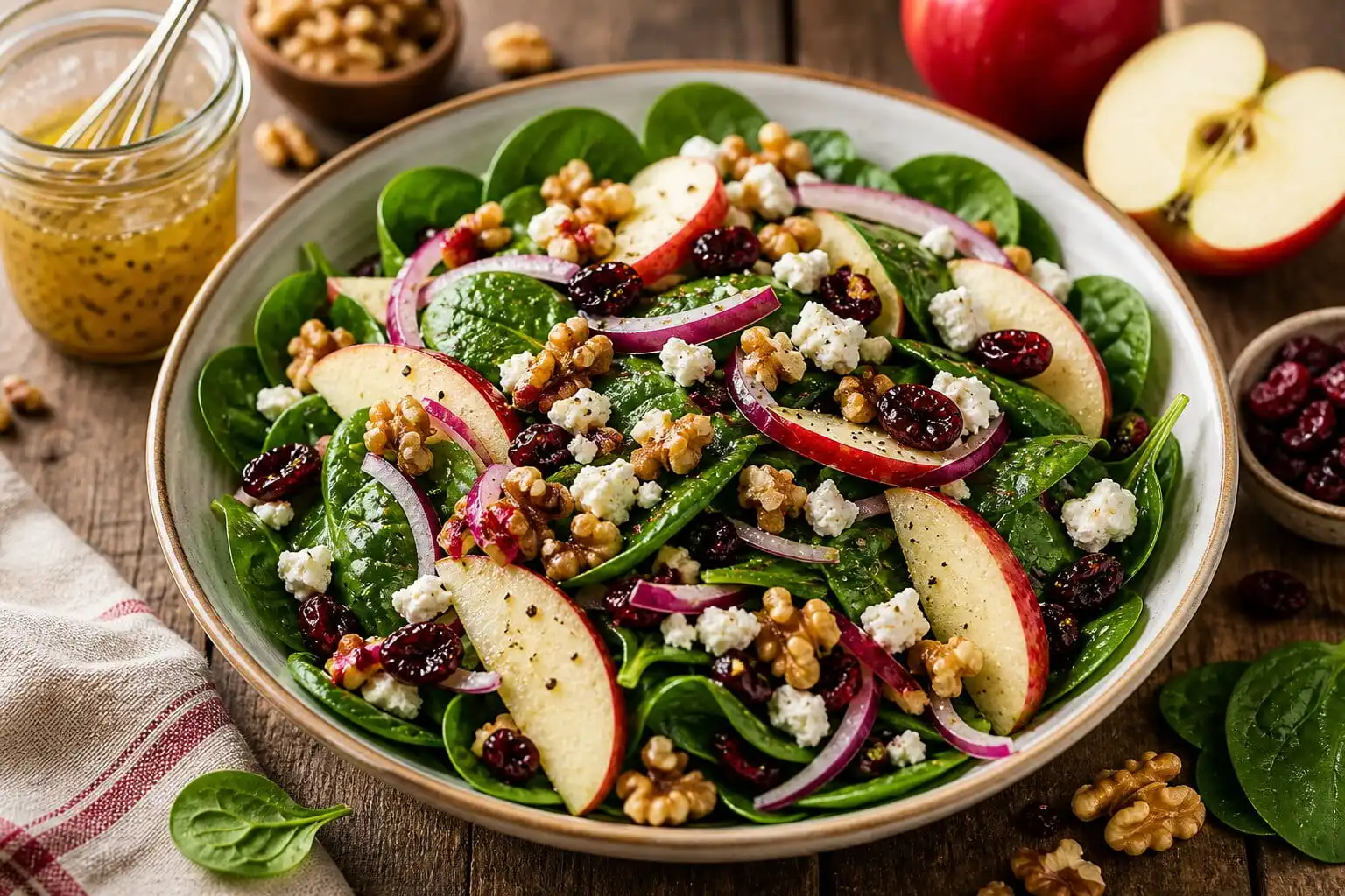 Salade pommes, noix et canneberges : saine et gourmande
