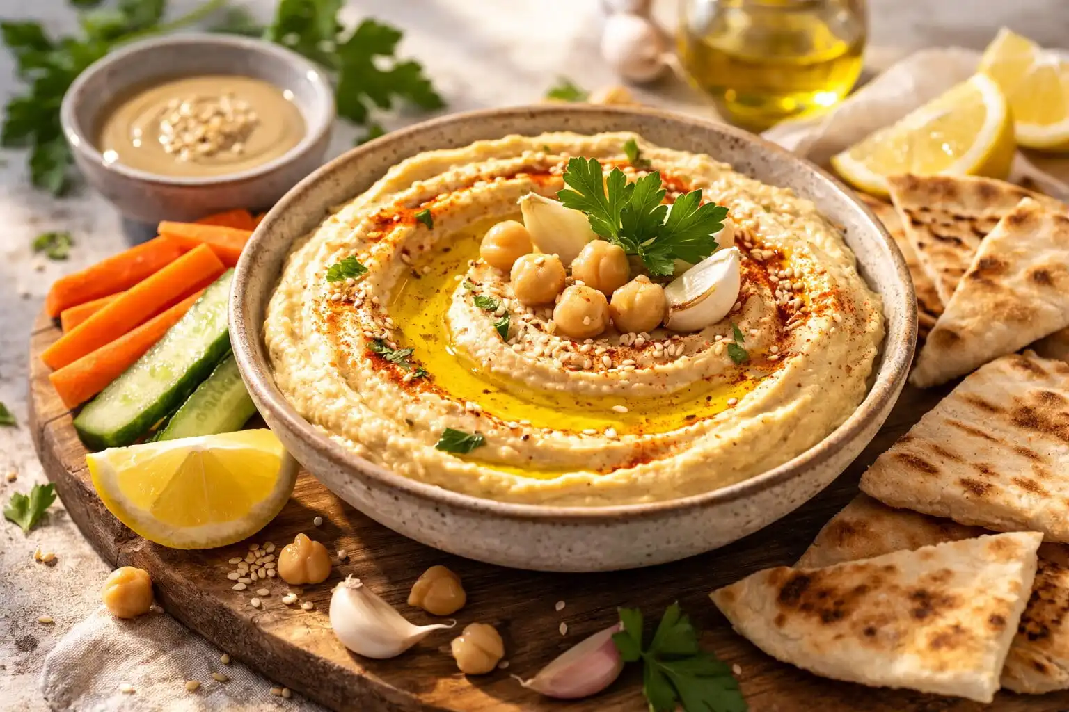 Houmous à l’ail : recette méditerranéenne santé