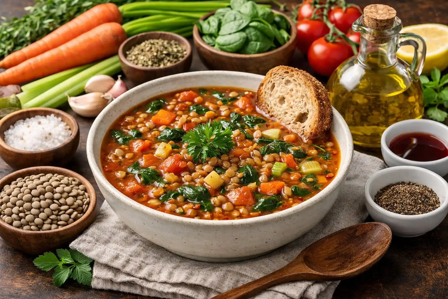 Soupe aux lentilles méditerranéenne facile et saine