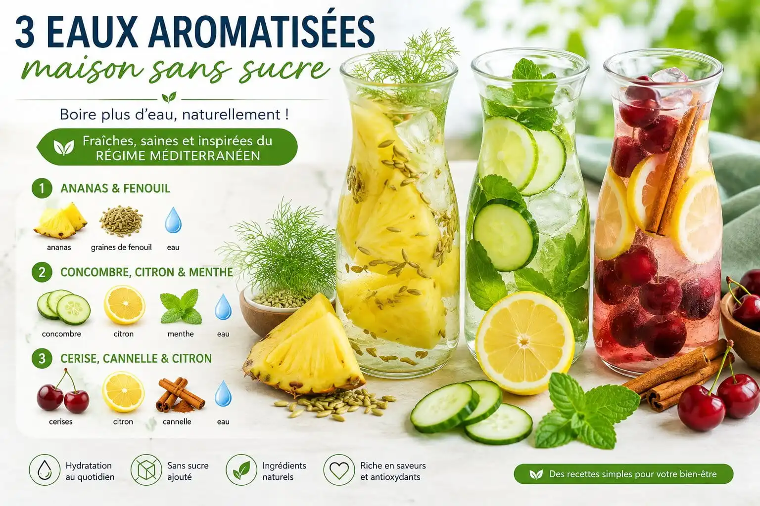 Eaux aromatisées maison : 3 recettes sans sucre