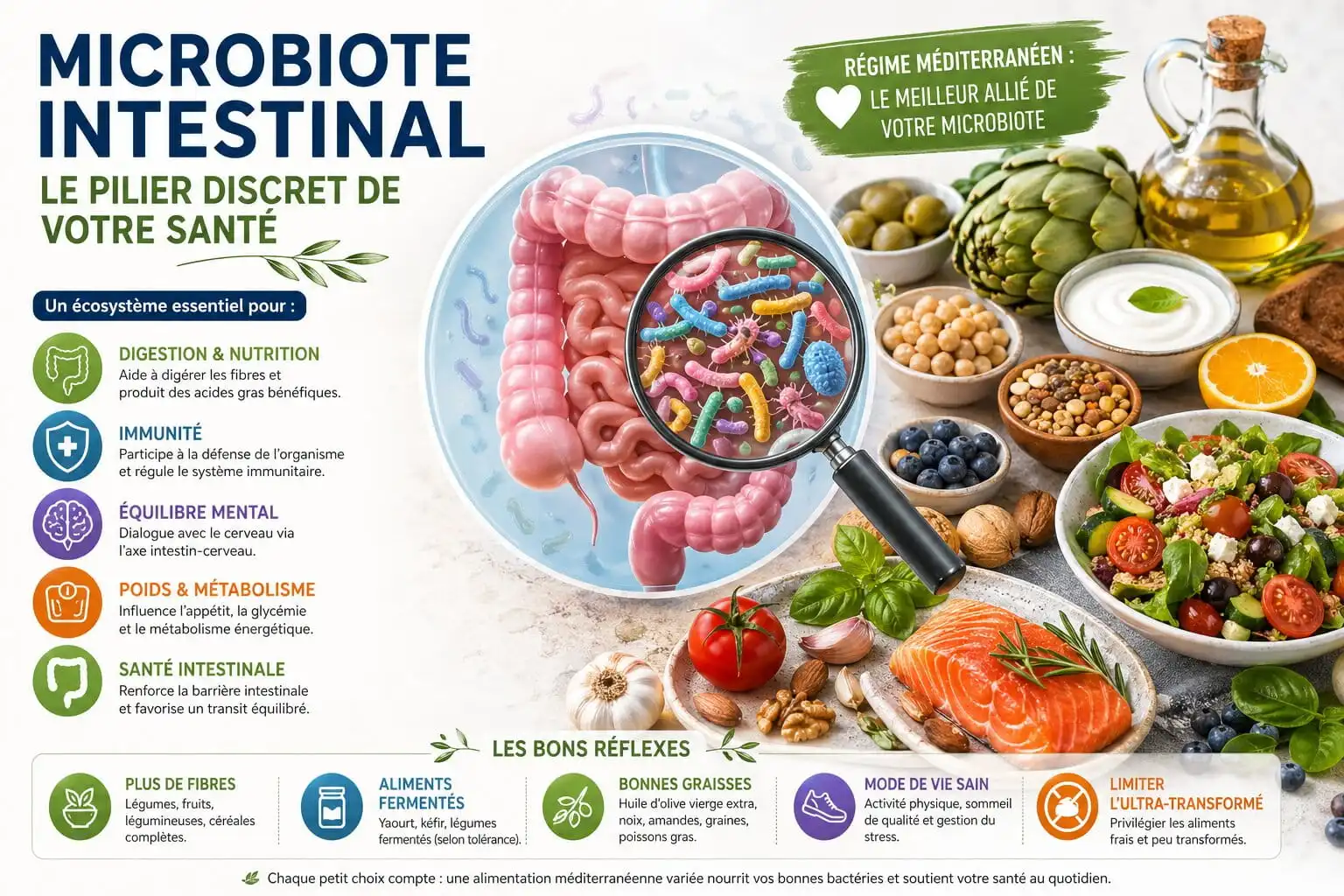 Microbiote intestinal : rôle, santé et alimentation
