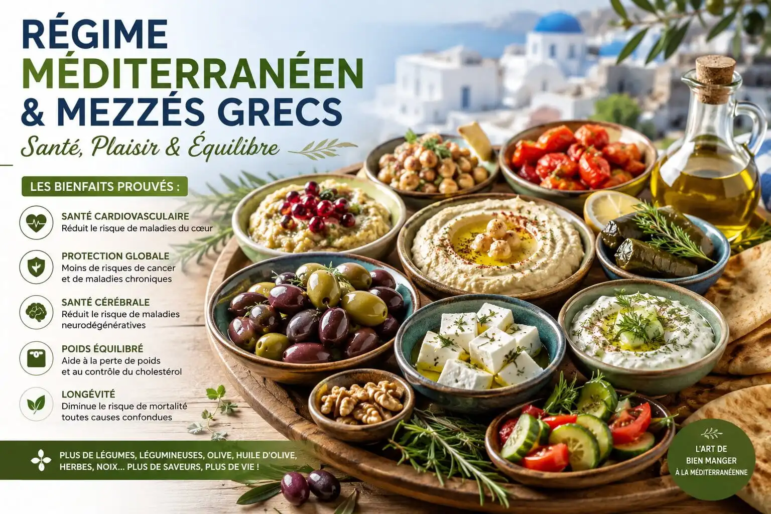 Régime méditerranéen : bienfaits des mezzés grecs