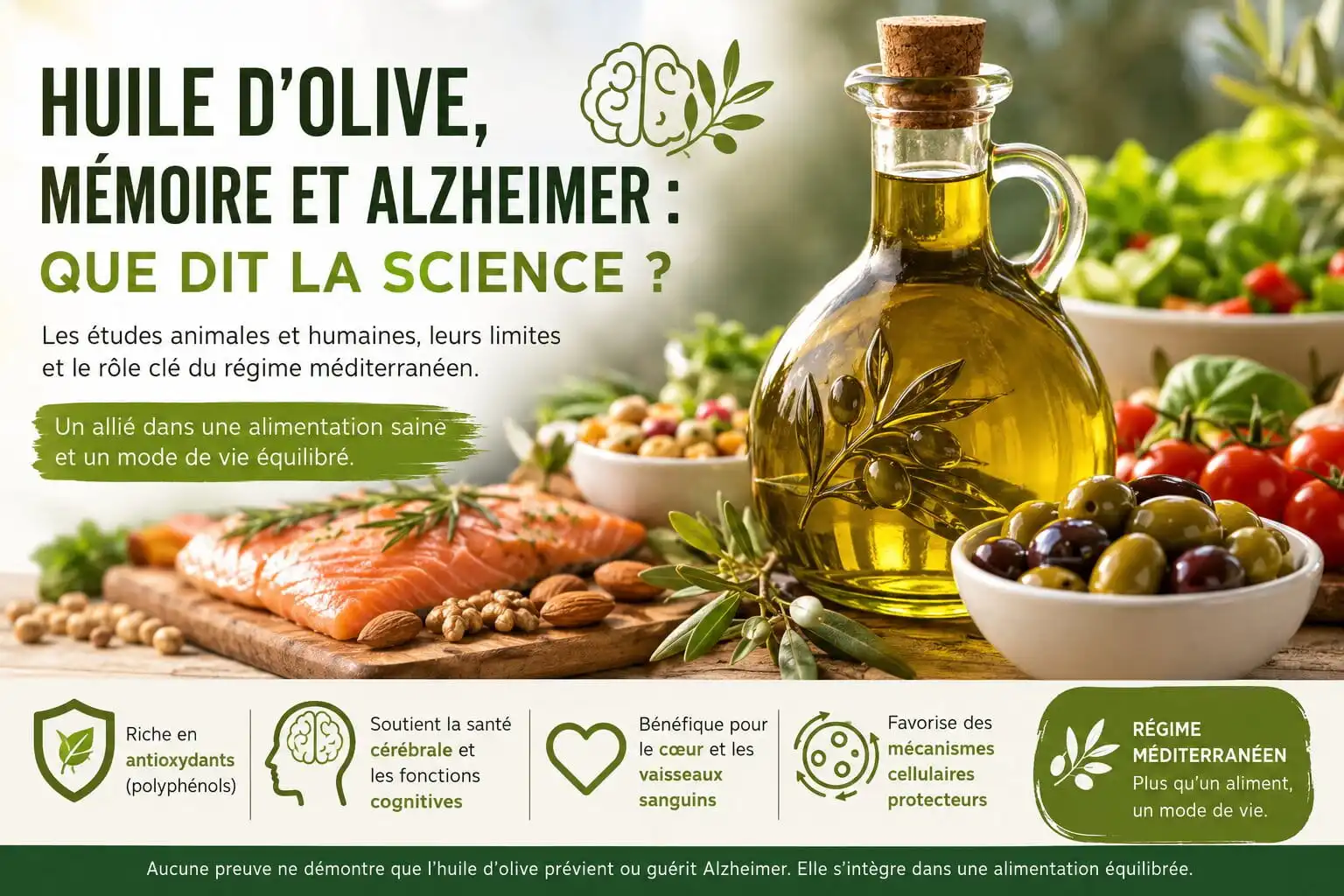 Huile d&rsquo;olive et Alzheimer : protège-t-elle le cerveau ?