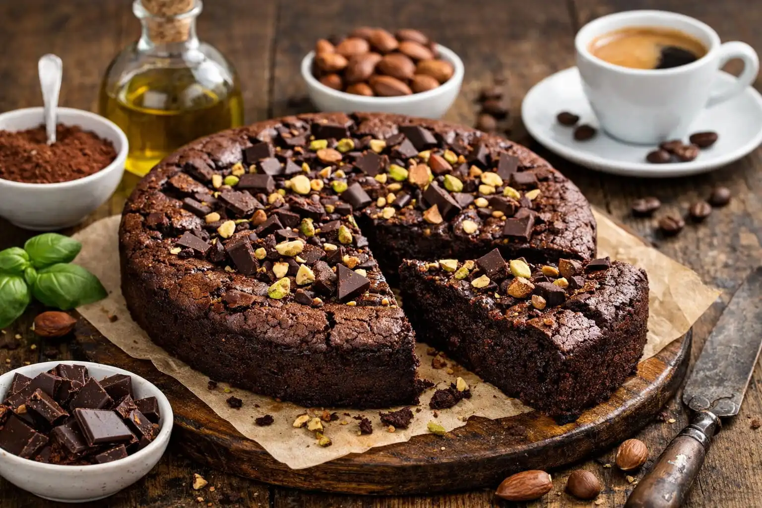 Gâteau chocolat sans farine à l’huile d’olive