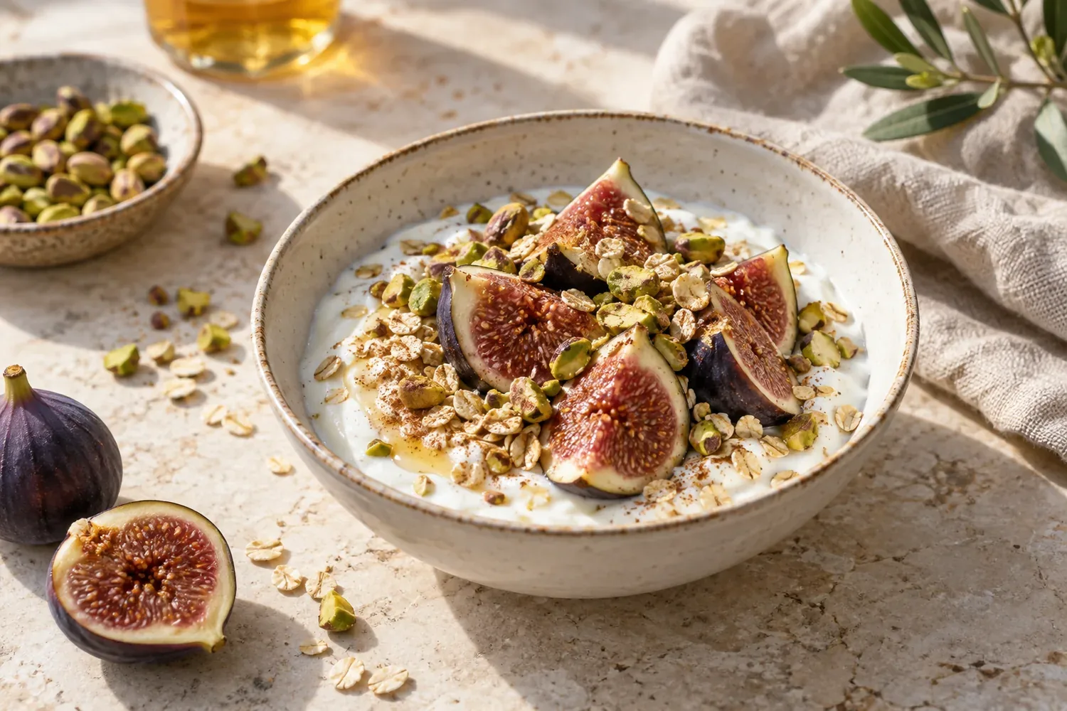 Bol de yaourt aux figues et pistaches : recette facile