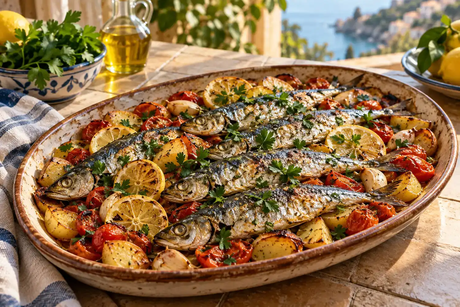Sardines au four à la méditerranéenne : tomates et citron